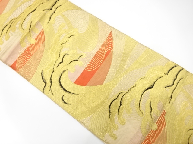 JAPANESE KIMONO / ANTIQUE FUKURO OBI / SILK / WOVEN ROUGH WAVE